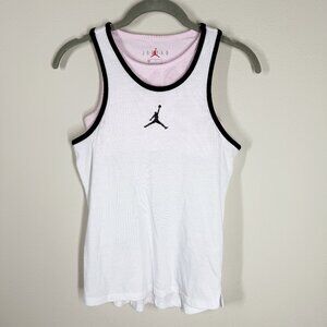 Nike Air Jordon Girls Tank Top Size Large White/Pink Built-In Shelf Bra